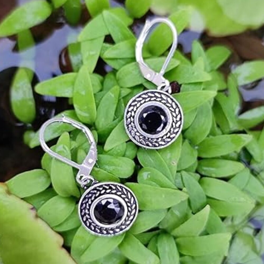 Stainless Steel Black Crystal Earrings